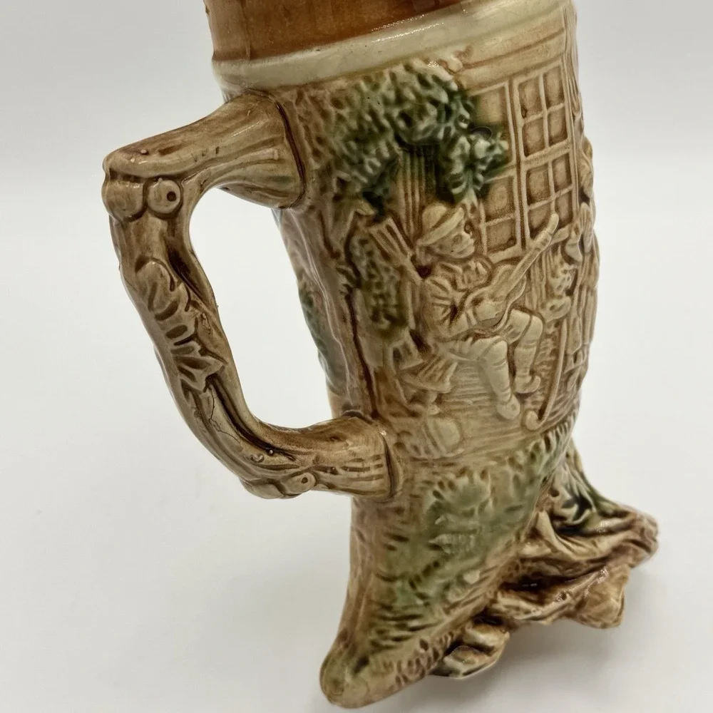 German Beer Stein Footed Ceramic Cornicopia Lieb und Lied Love and Song Japan 7